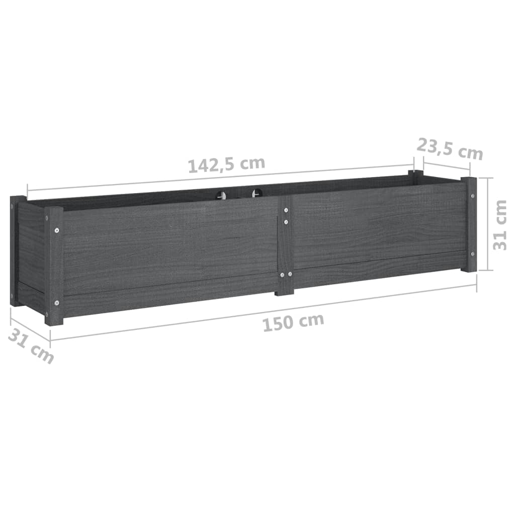 Garten-Hochbeete 2 Stk. Grau 150x31x31 cm Massivholz Kiefer