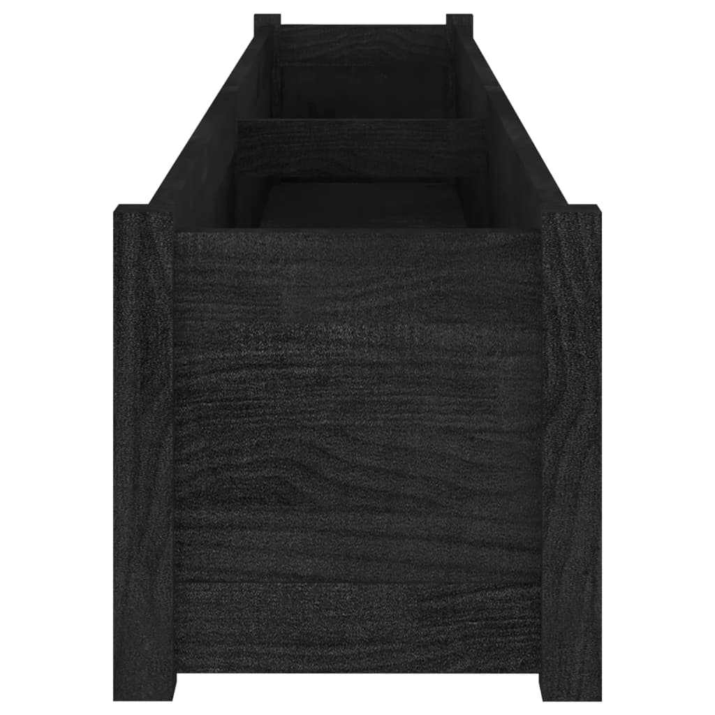 Pflanzkübel 2 Stk. Schwarz 200x31x31 cm Massivholz Kiefer