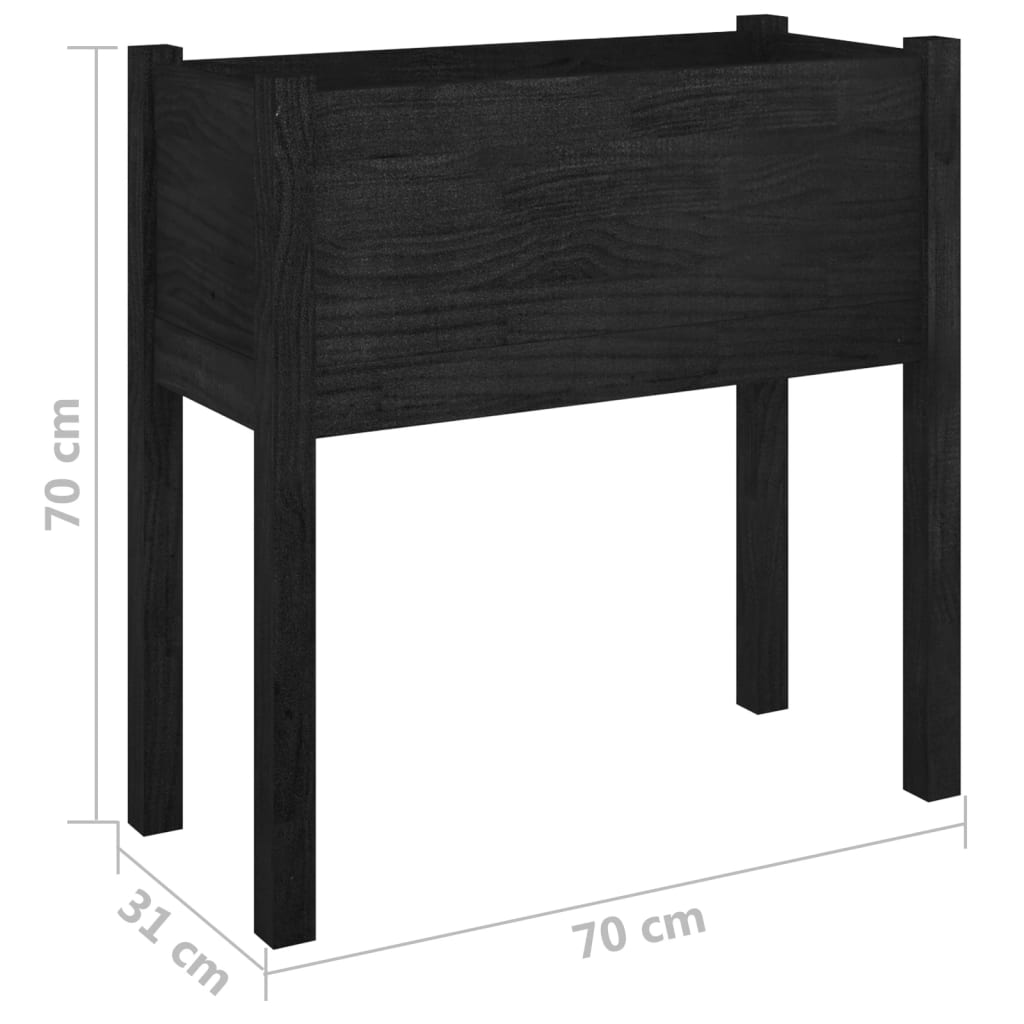 Pflanzkübel Schwarz 70x31x70 cm Massivholz Kiefer