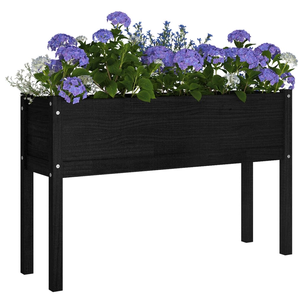 Pflanzkübel 2 Stk. Schwarz 110x31x70 cm Massivholz Kiefer