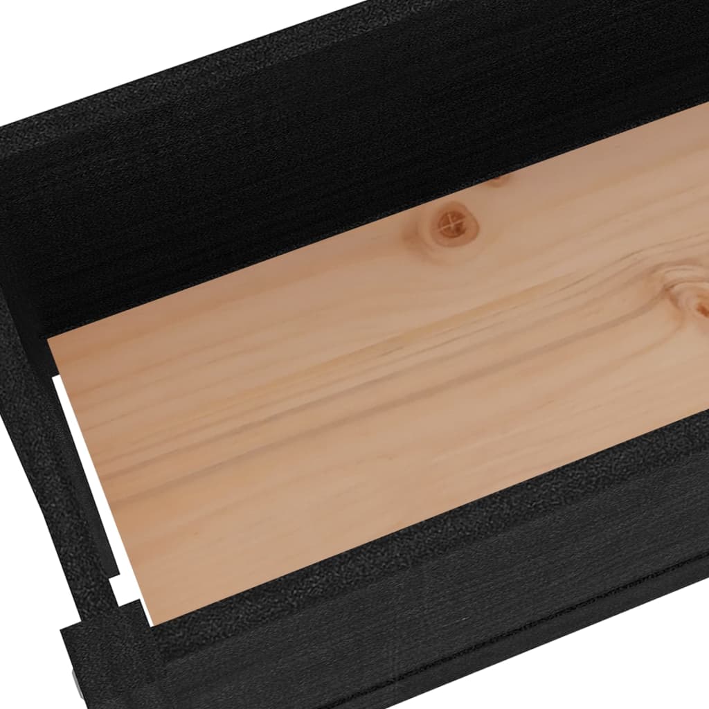 Pflanzkübel 2 Stk. Schwarz 110x31x70 cm Massivholz Kiefer