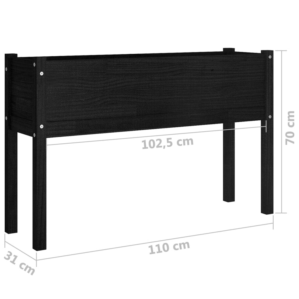 Pflanzkübel 2 Stk. Schwarz 110x31x70 cm Massivholz Kiefer