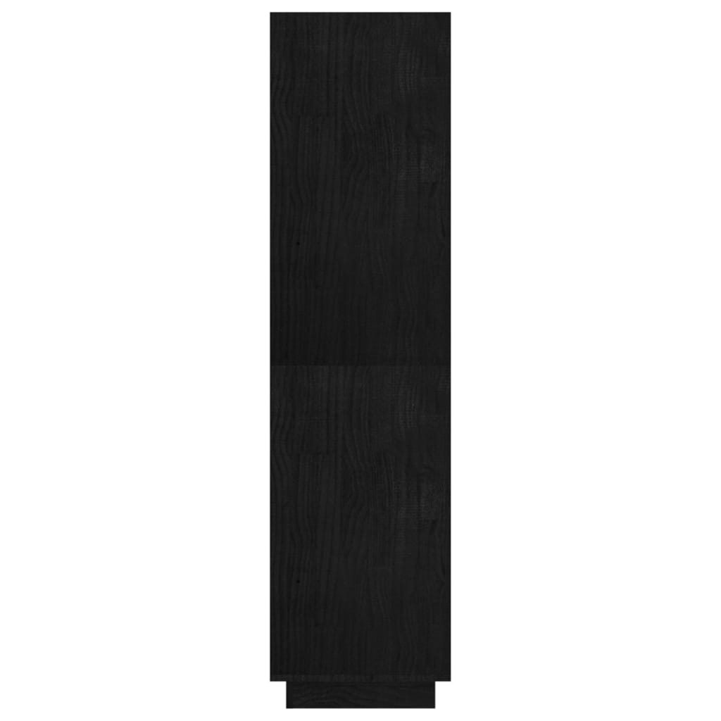 Bücherregal/Raumteiler Schwarz 80x35x135 cm Massivholz Kiefer
