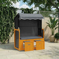 Strandkorb mit Dach Poly Rattan & Massivholz Schwarz Anthrazit