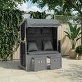 Strandkorb mit Kissen Poly Rattan Massivholz Anthrazit Schwarz