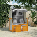 Strandkorb mit Kissen Poly Rattan & Massivholz Weiß & Grau