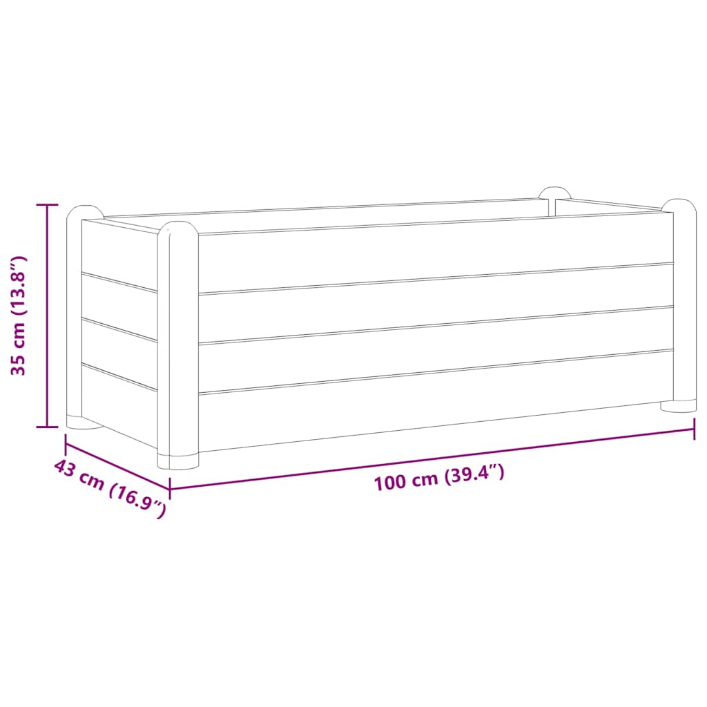 Garten-Hochbeet PP Steingrau 100x43x35 cm