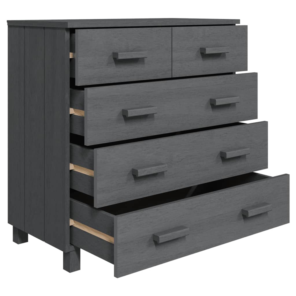 Sideboard HAMAR Dunkelgrau 79x40x80 cm Massivholz Kiefer