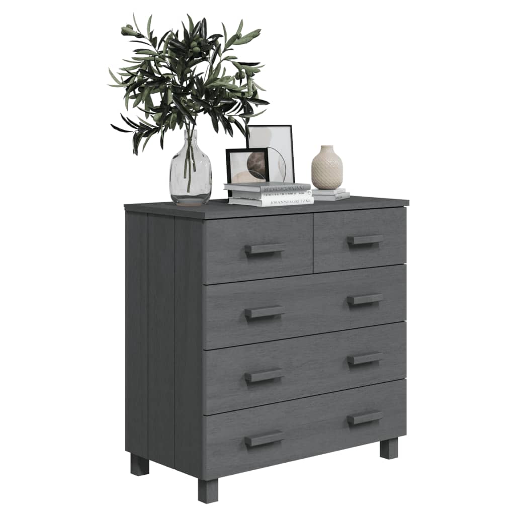 Sideboard HAMAR Dunkelgrau 79x40x80 cm Massivholz Kiefer