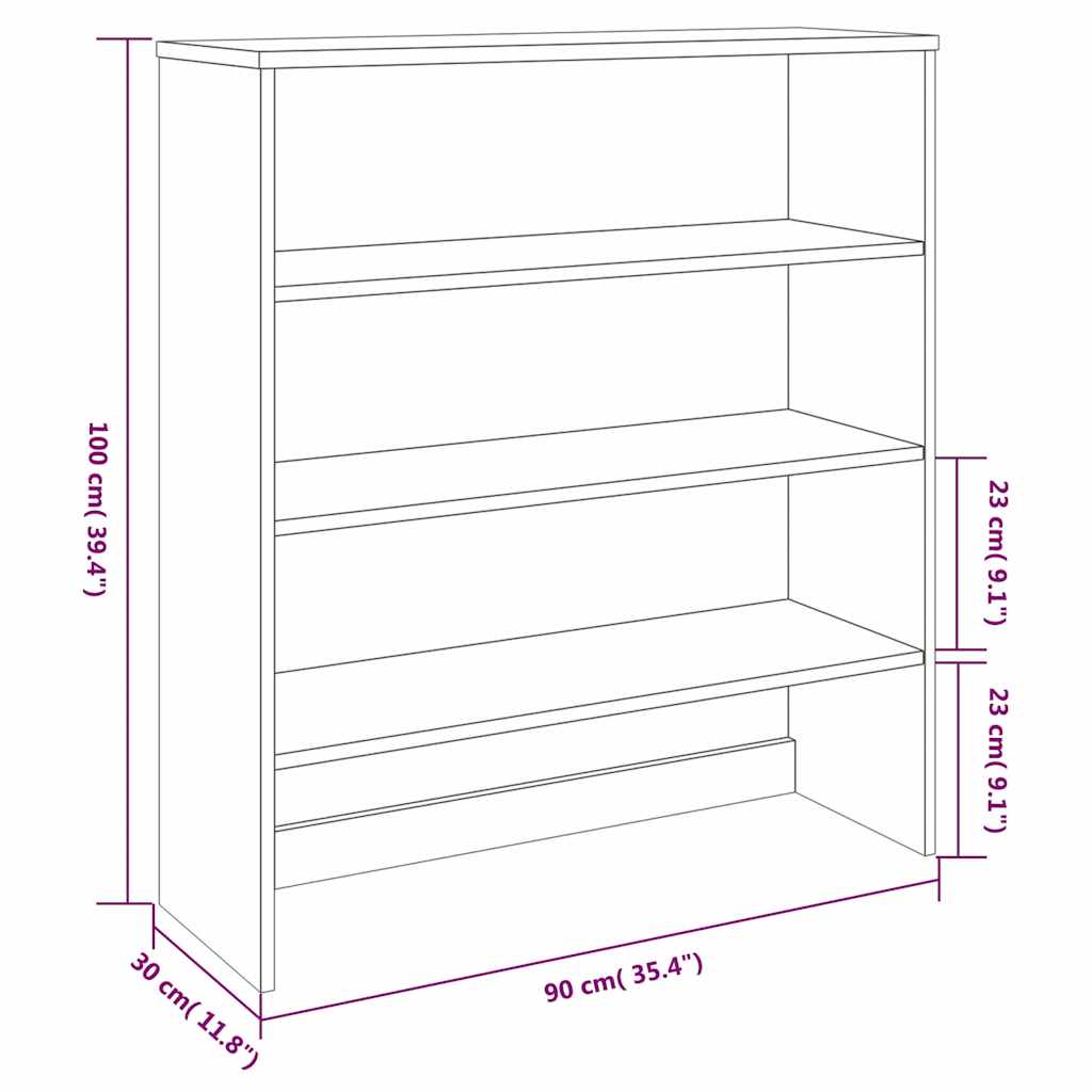 Highboard-Oberteil HAMAR Weiß 90x30x100 cm Massivholz