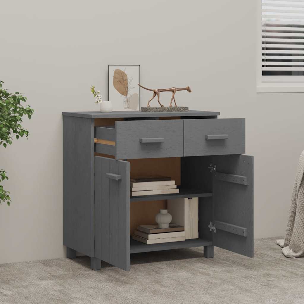 Sideboard HAMAR Dunkelgrau 79x40x80 cm Massivholz Kiefer