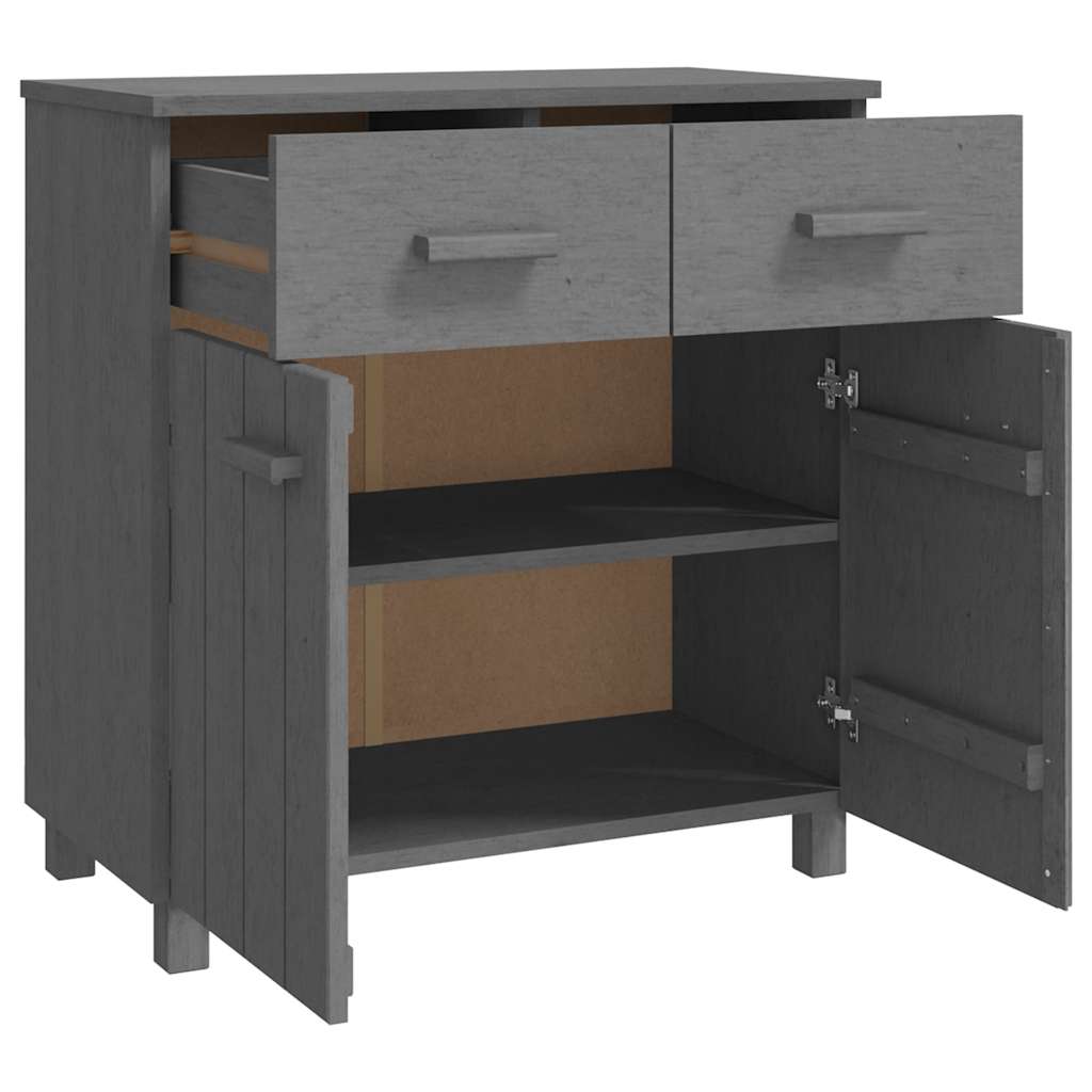 Sideboard HAMAR Dunkelgrau 79x40x80 cm Massivholz Kiefer