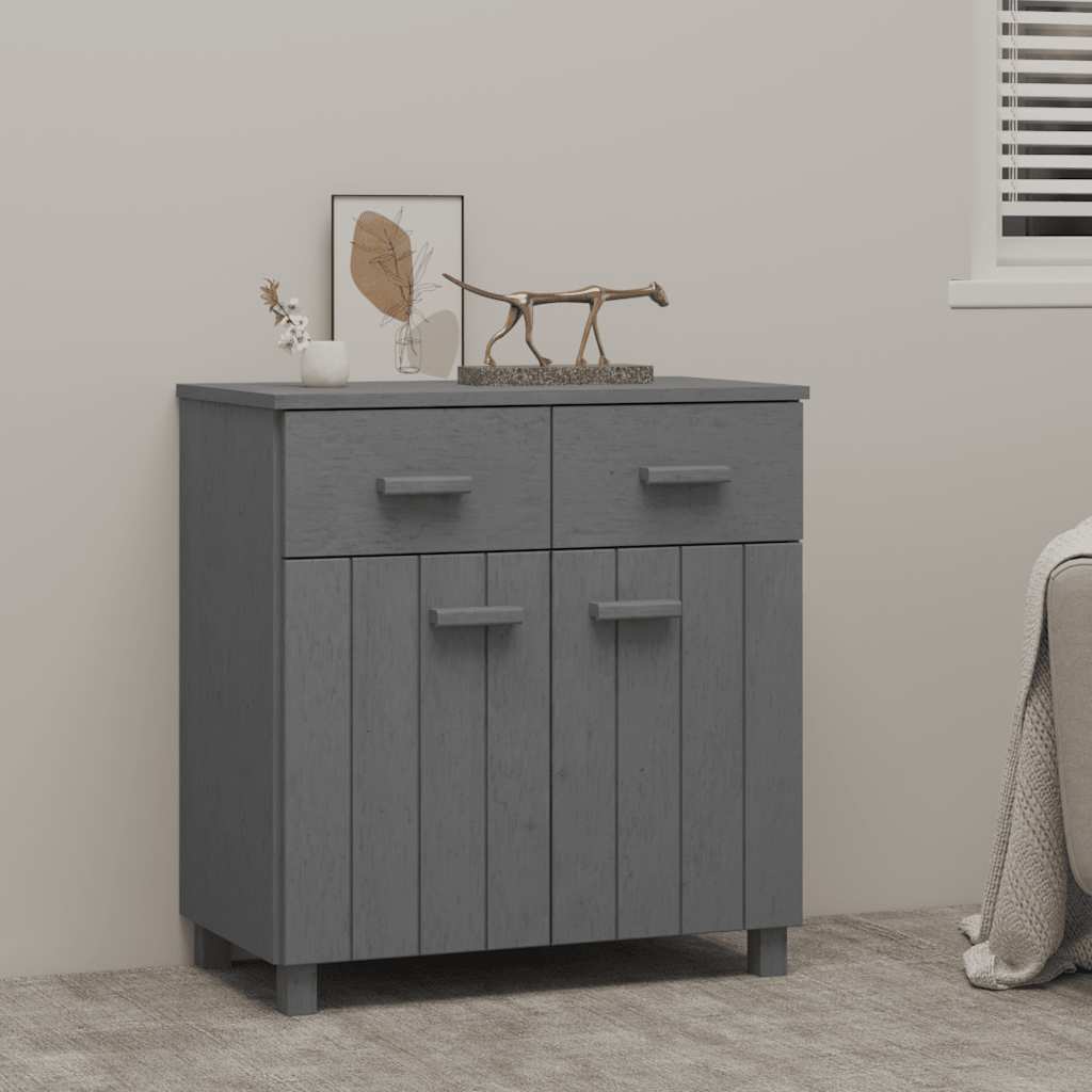 Sideboard HAMAR Dunkelgrau 79x40x80 cm Massivholz Kiefer