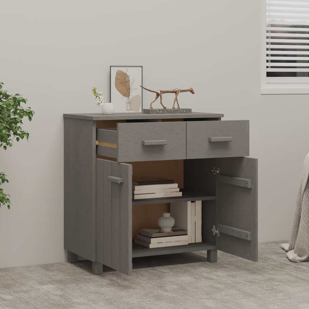 Sideboard HAMAR Hellgrau 79x40x80 cm Massivholz Kiefer