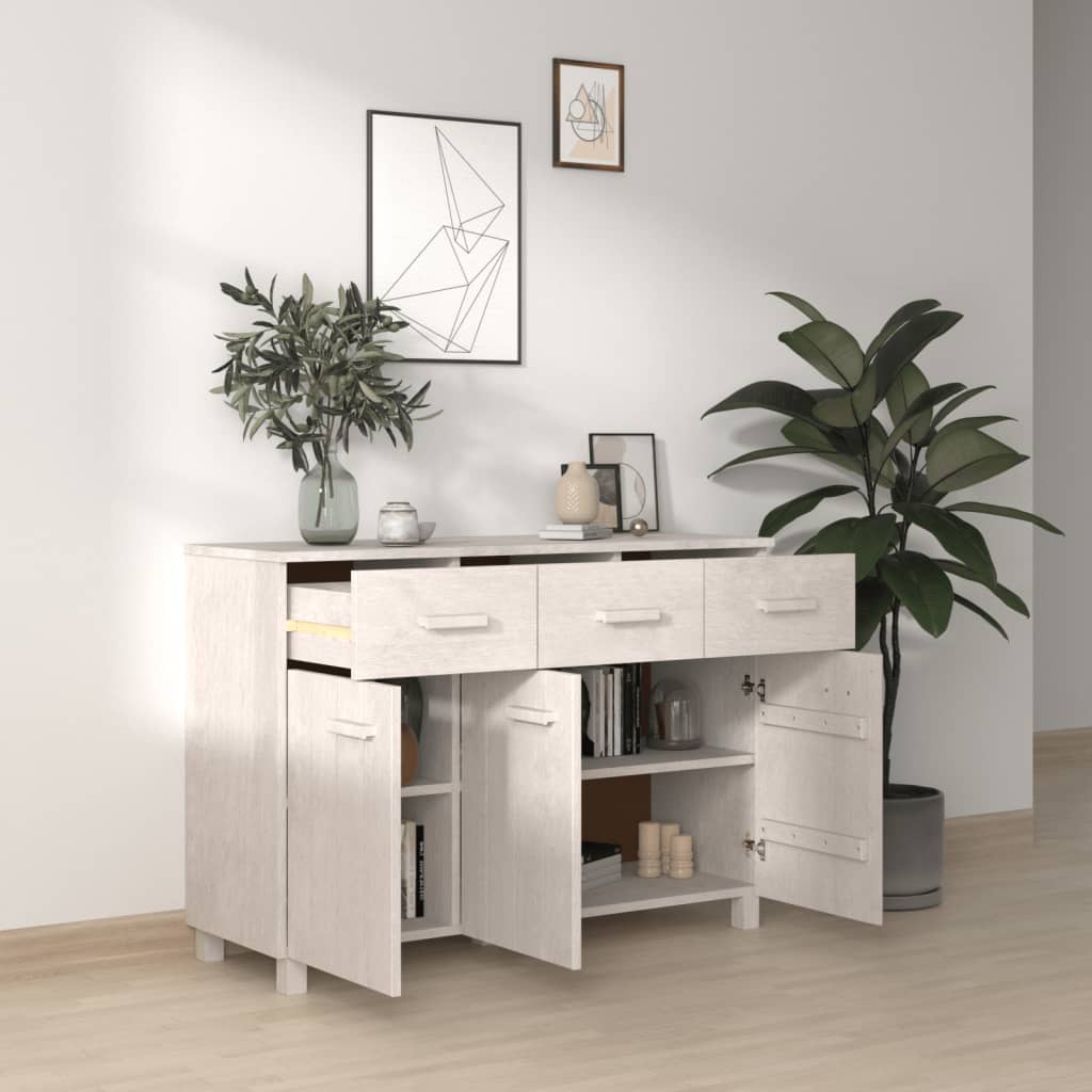 Sideboard HAMAR Weiß 113x40x80 cm Massivholz Kiefer