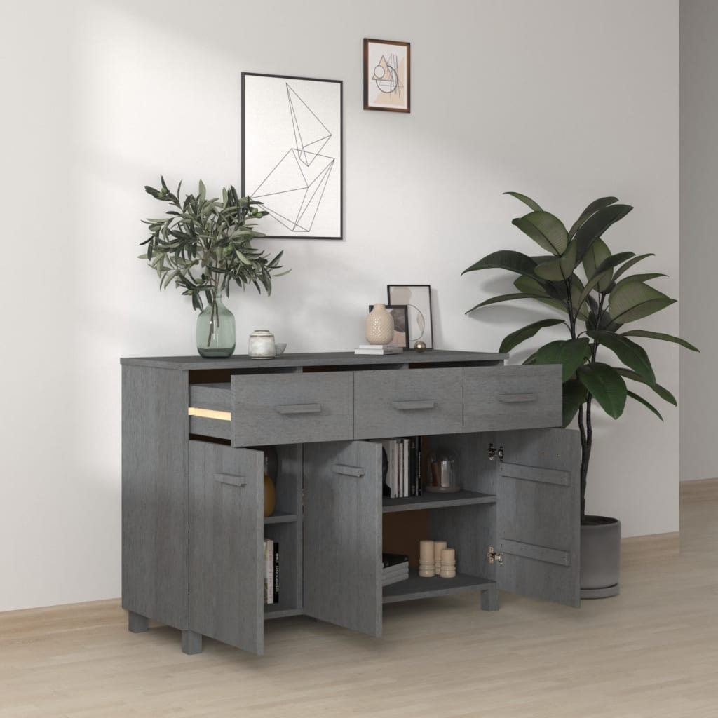 Sideboard HAMAR Dunkelgrau 113x40x80 cm Massivholz Kiefer