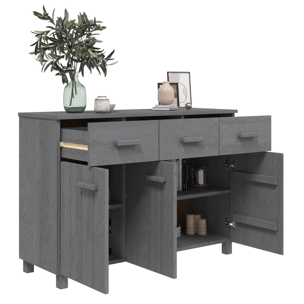 Sideboard HAMAR Dunkelgrau 113x40x80 cm Massivholz Kiefer