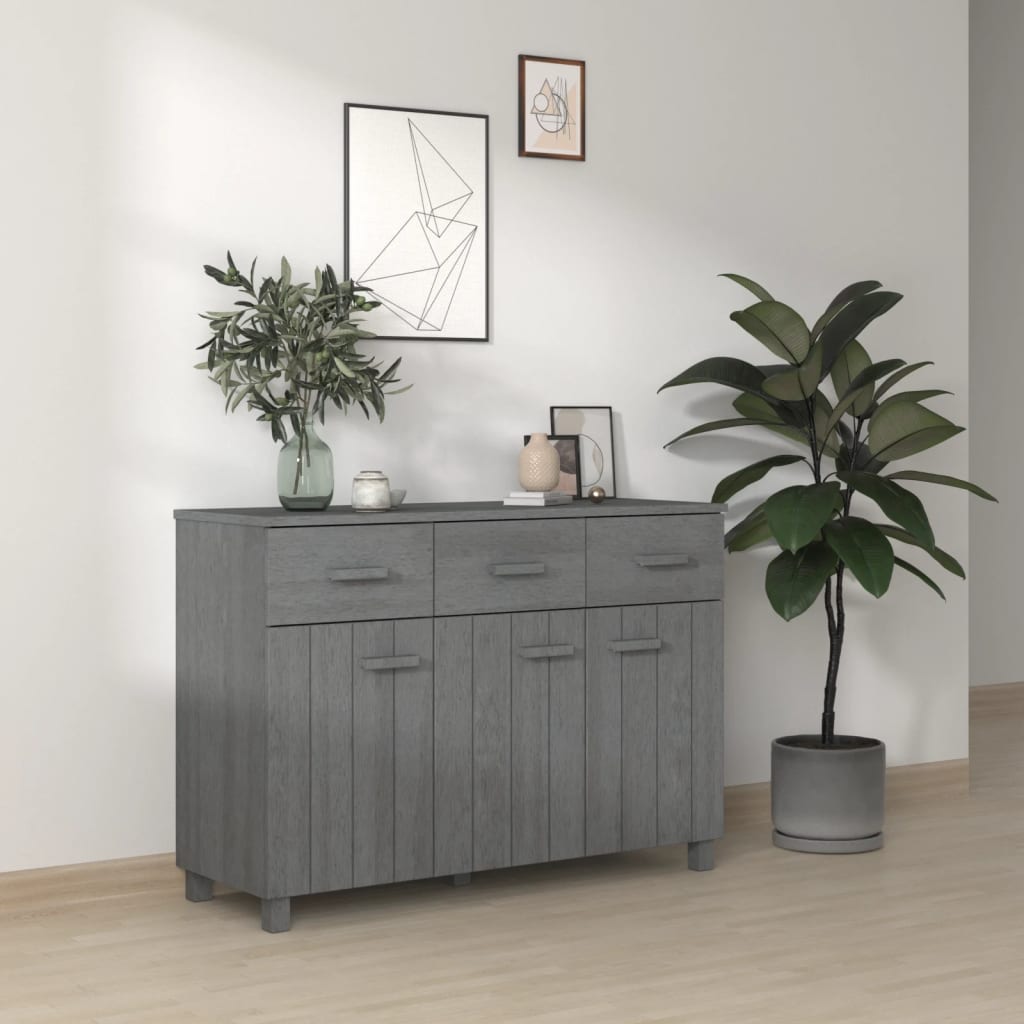 Sideboard HAMAR Dunkelgrau 113x40x80 cm Massivholz Kiefer