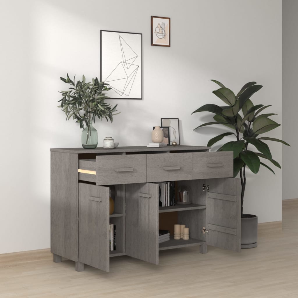 Sideboard HAMAR Hellgrau 113x40x80 cm Massivholz Kiefer
