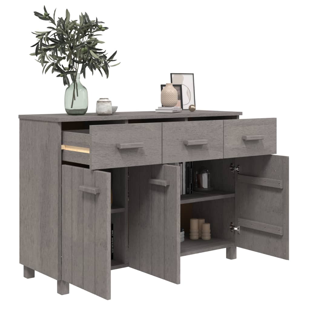 Sideboard HAMAR Hellgrau 113x40x80 cm Massivholz Kiefer