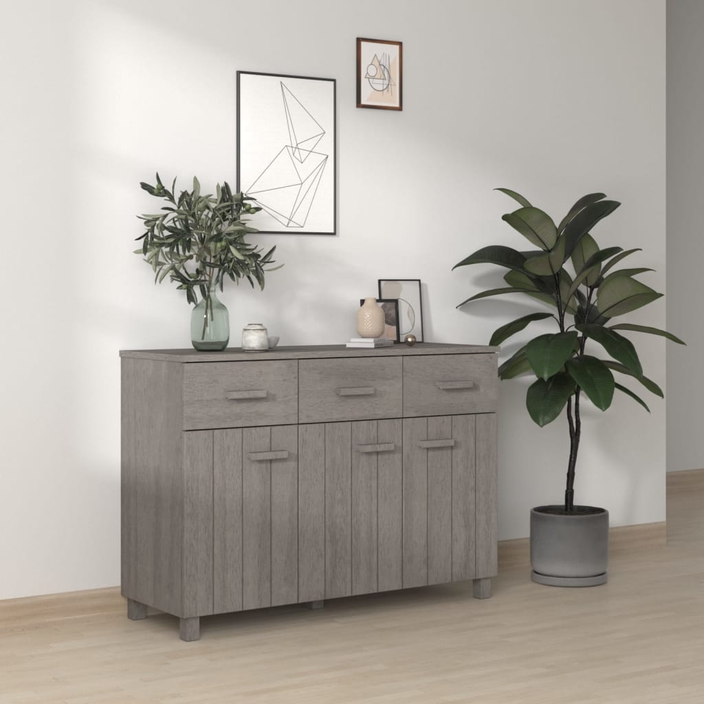 Sideboard HAMAR Hellgrau 113x40x80 cm Massivholz Kiefer
