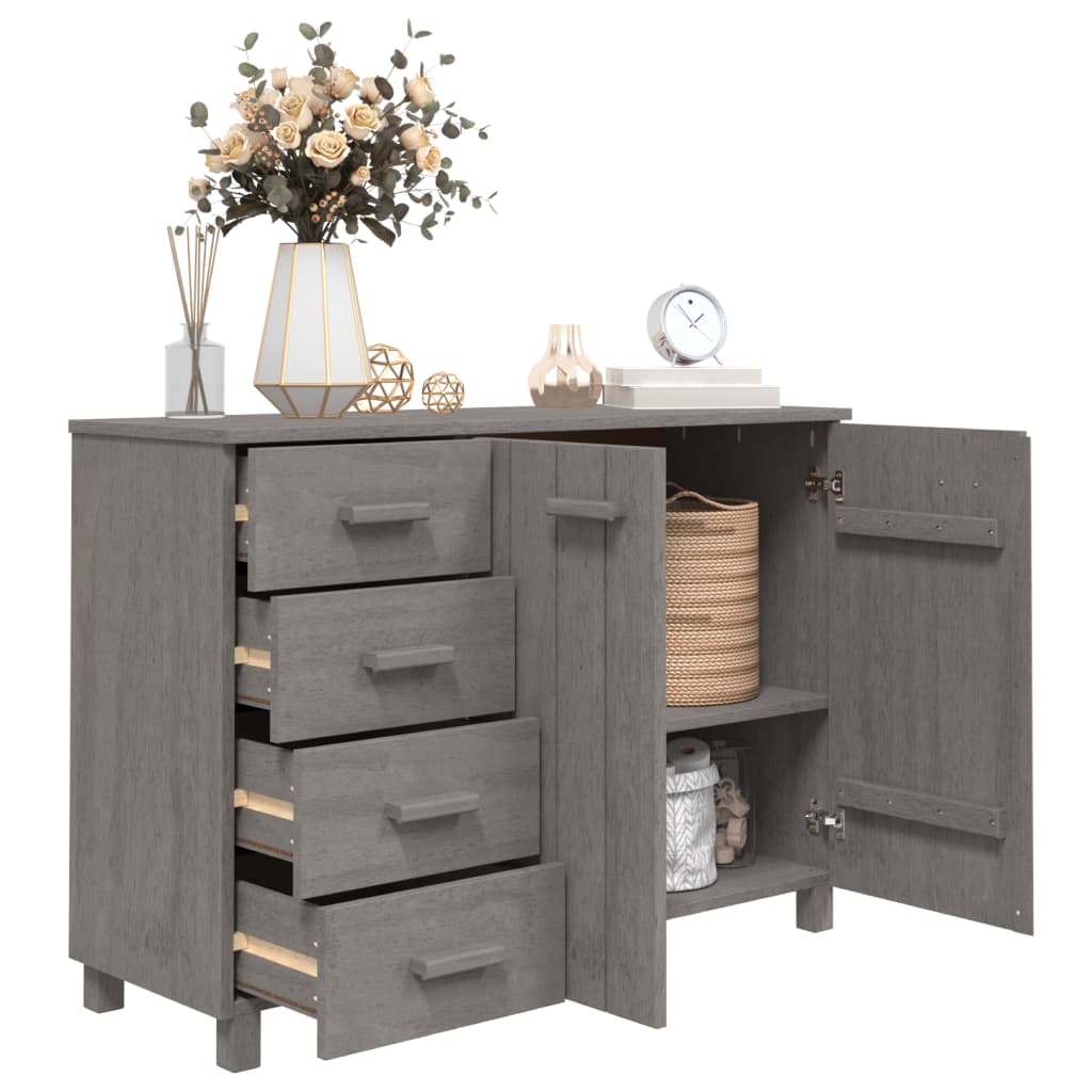 Sideboard HAMAR Hellgrau 113x40x80 cm Massivholz Kiefer