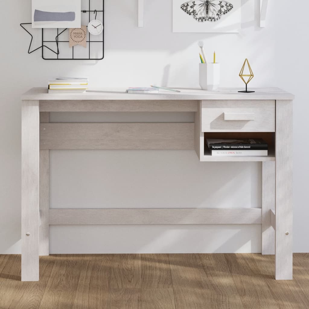 Schreibtisch HAMAR Weiß 110x40x75 cm Massivholz Kiefer