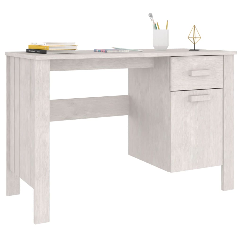 Schreibtisch HAMAR Weiß 113x50x75 cm Massivholz Kiefer