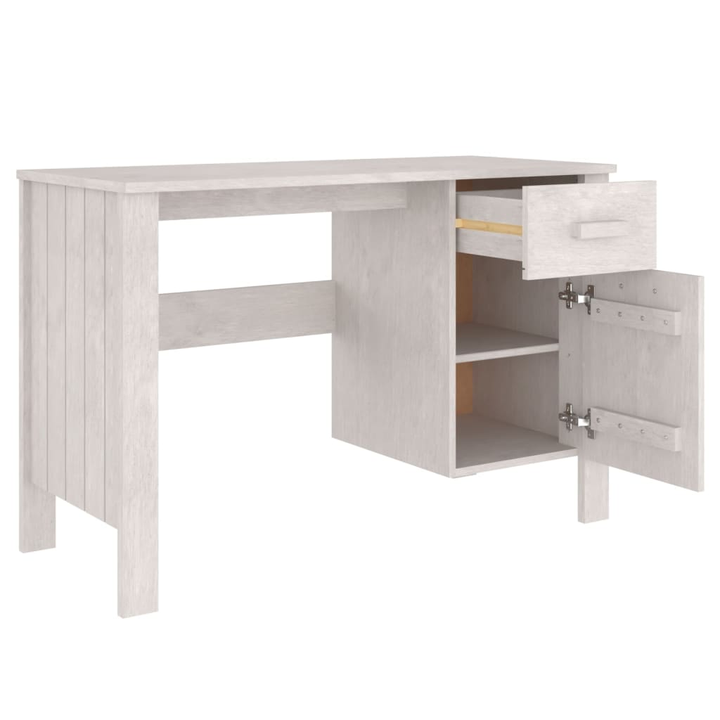 Schreibtisch HAMAR Weiß 113x50x75 cm Massivholz Kiefer