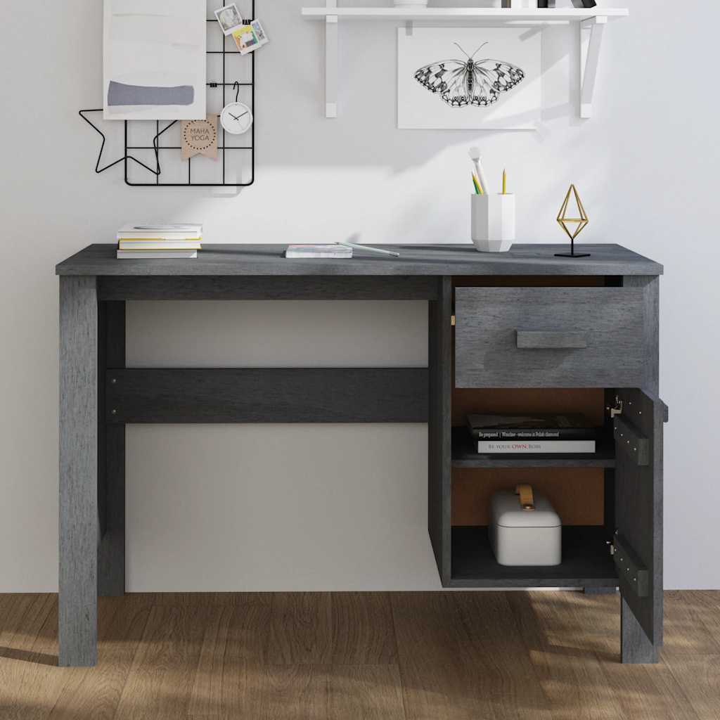 Schreibtisch HAMAR Dunkelgrau 113x50x75 cm Massivholz Kiefer