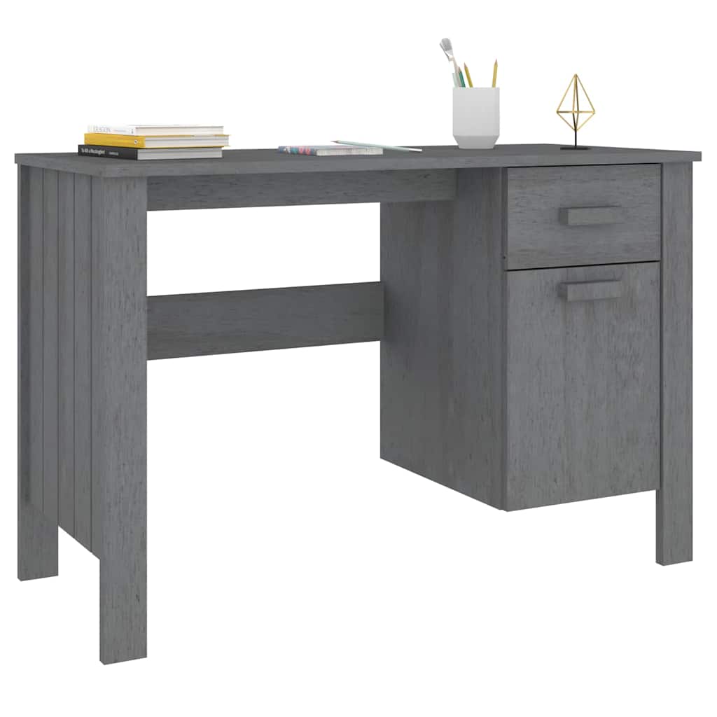 Schreibtisch HAMAR Dunkelgrau 113x50x75 cm Massivholz Kiefer
