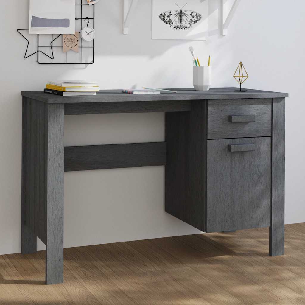 Schreibtisch HAMAR Dunkelgrau 113x50x75 cm Massivholz Kiefer