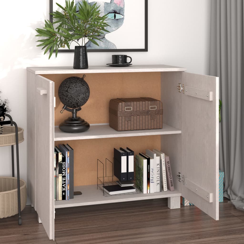 Sideboard HAMAR Weiß 85x35x80 cm Massivholz Kiefer