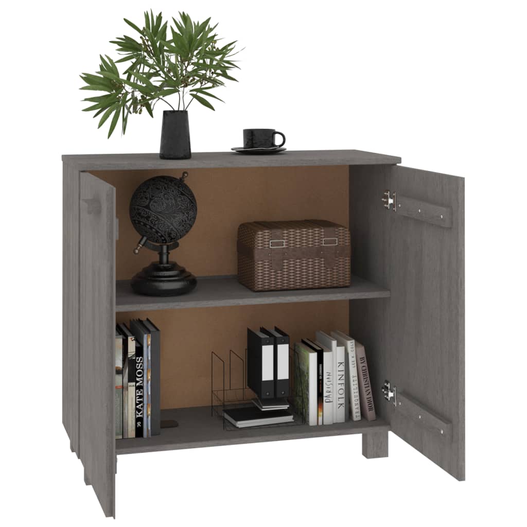 Sideboard HAMAR Hellgrau 85x35x80 cm Massivholz Kiefer