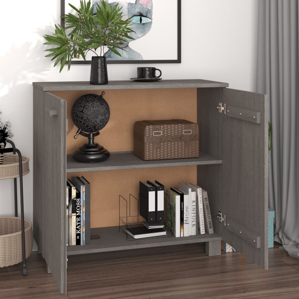 Sideboard HAMAR Hellgrau 85x35x80 cm Massivholz Kiefer
