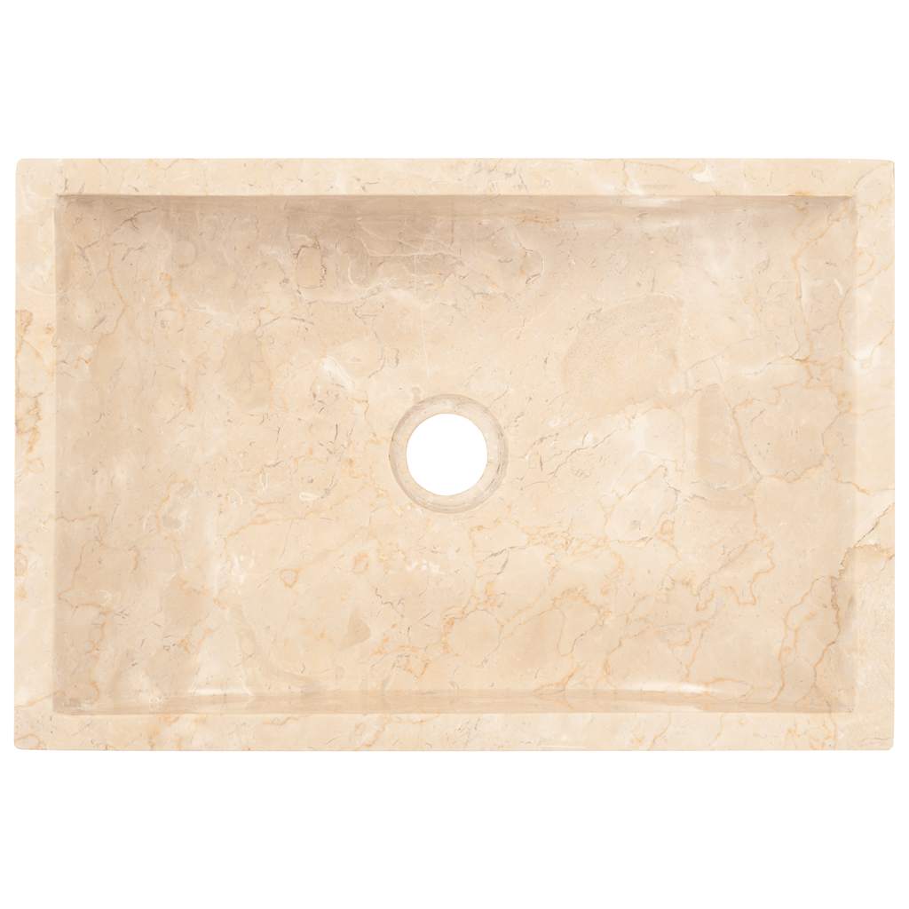 Waschtisch mit Creme Marmorbecken Massivholz Teak