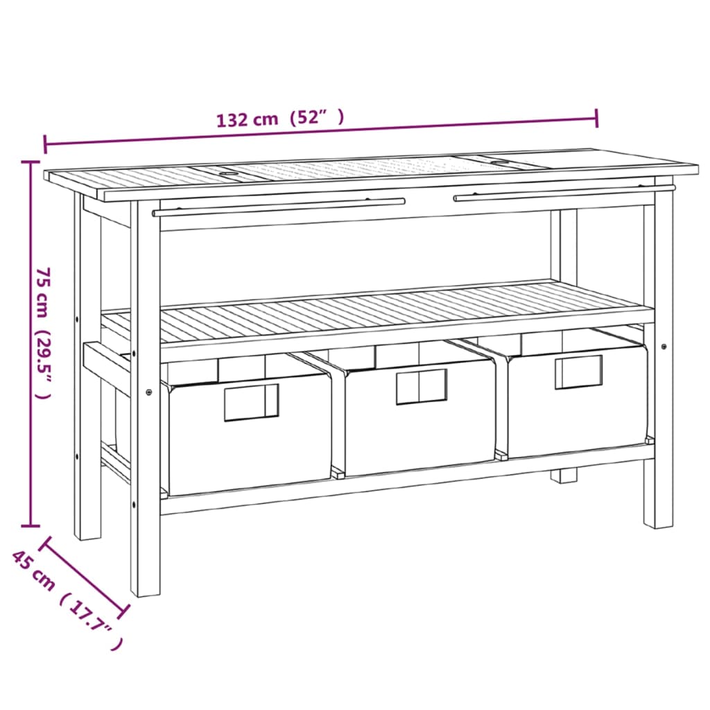 Waschtisch mit Creme Marmorbecken Massivholz Teak