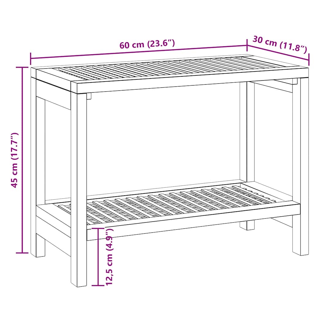 Badezimmer-Beistelltisch 60x30x45 cm Massivholz Teak