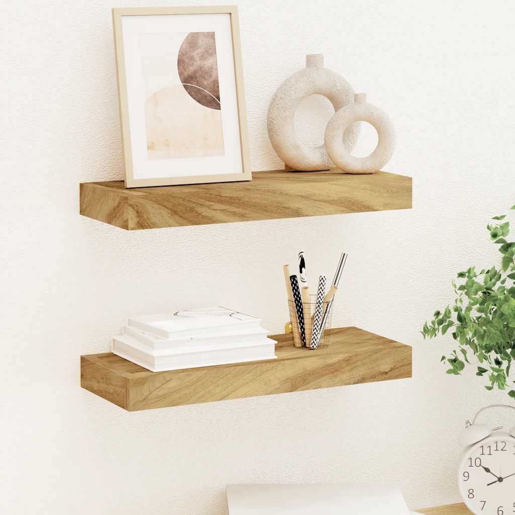 Wandregale 2 Stk. 40x15x4 cm Massivholz Teak