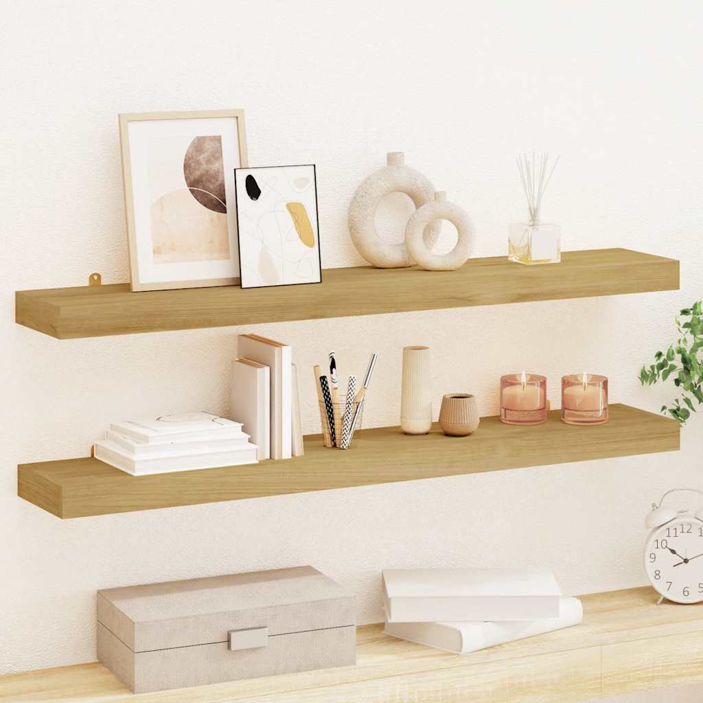 Wandregale 2 Stk. 90x15x4 cm Massivholz Teak