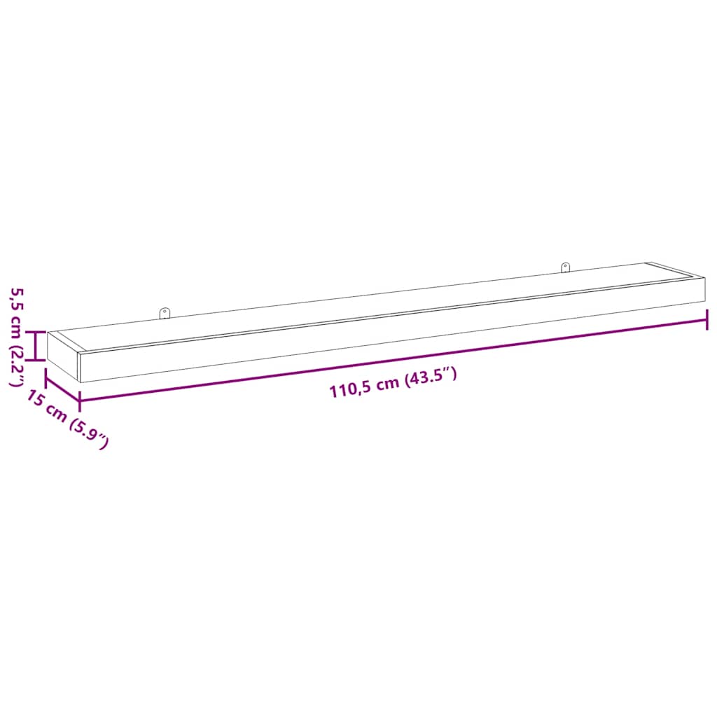 Wandregale 2 Stk. 110x15x4 cm Massivholz Teak