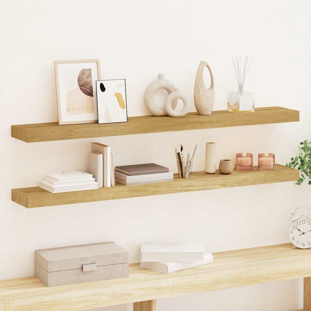 Wandregale 2 Stk. 110x15x4 cm Massivholz Teak