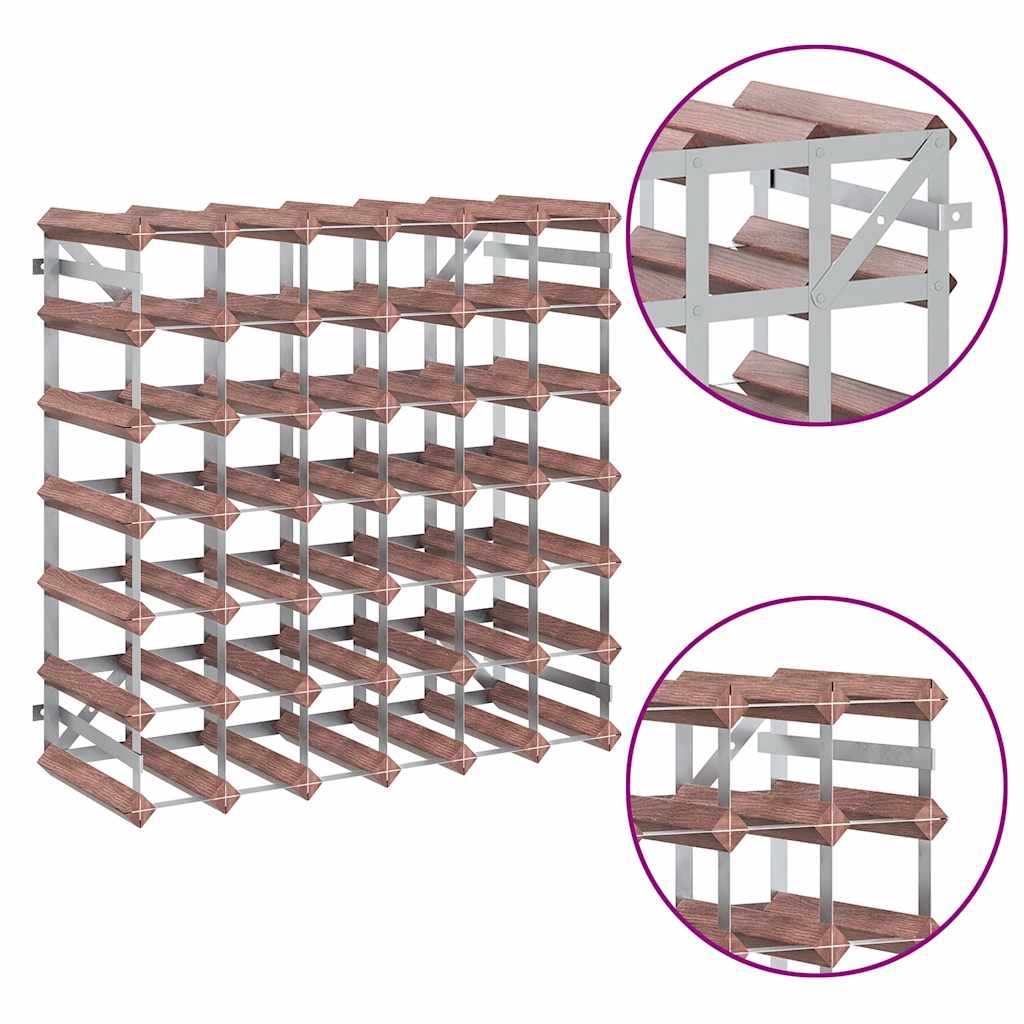 Weinregal für 42 Flaschen Braun Massivholz Kiefer