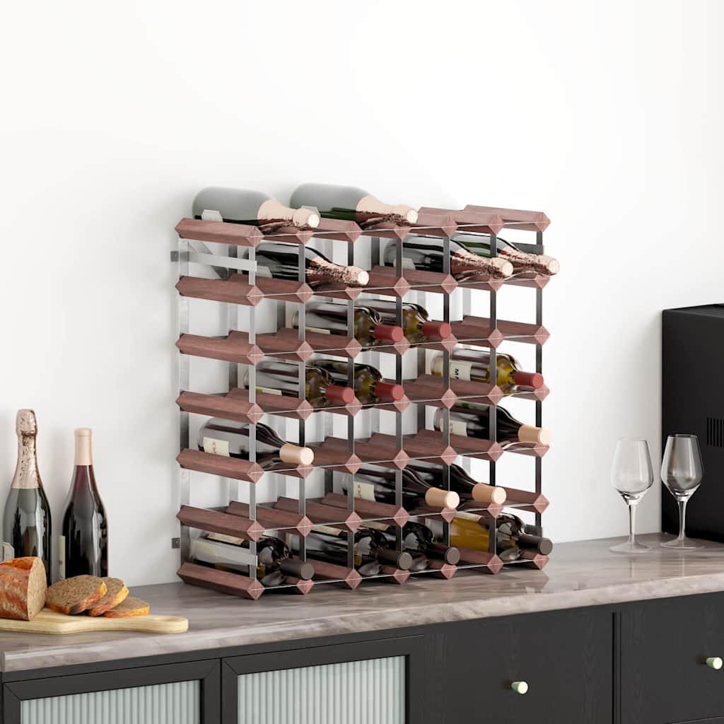 Weinregal für 42 Flaschen Braun Massivholz Kiefer