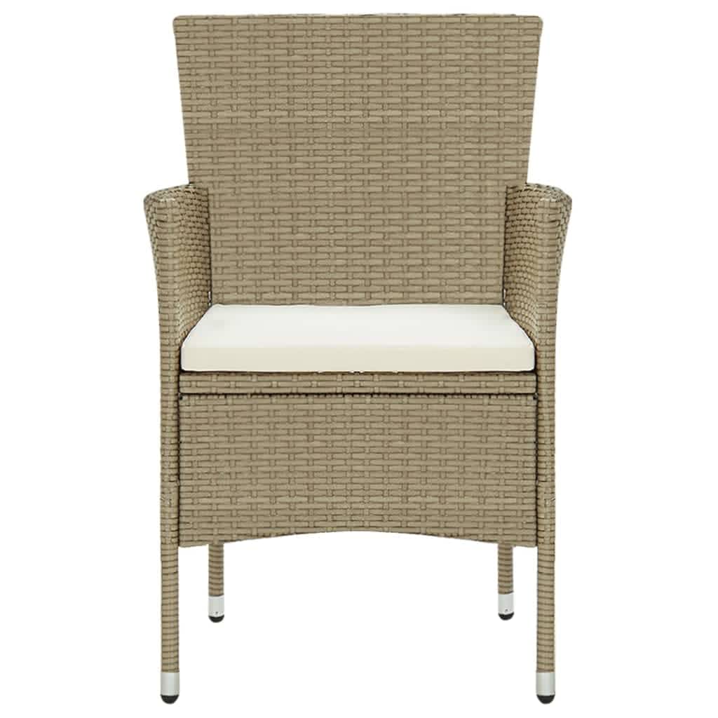 7-tlg. Garten-Essgruppe mit Kissen Poly Rattan Beige