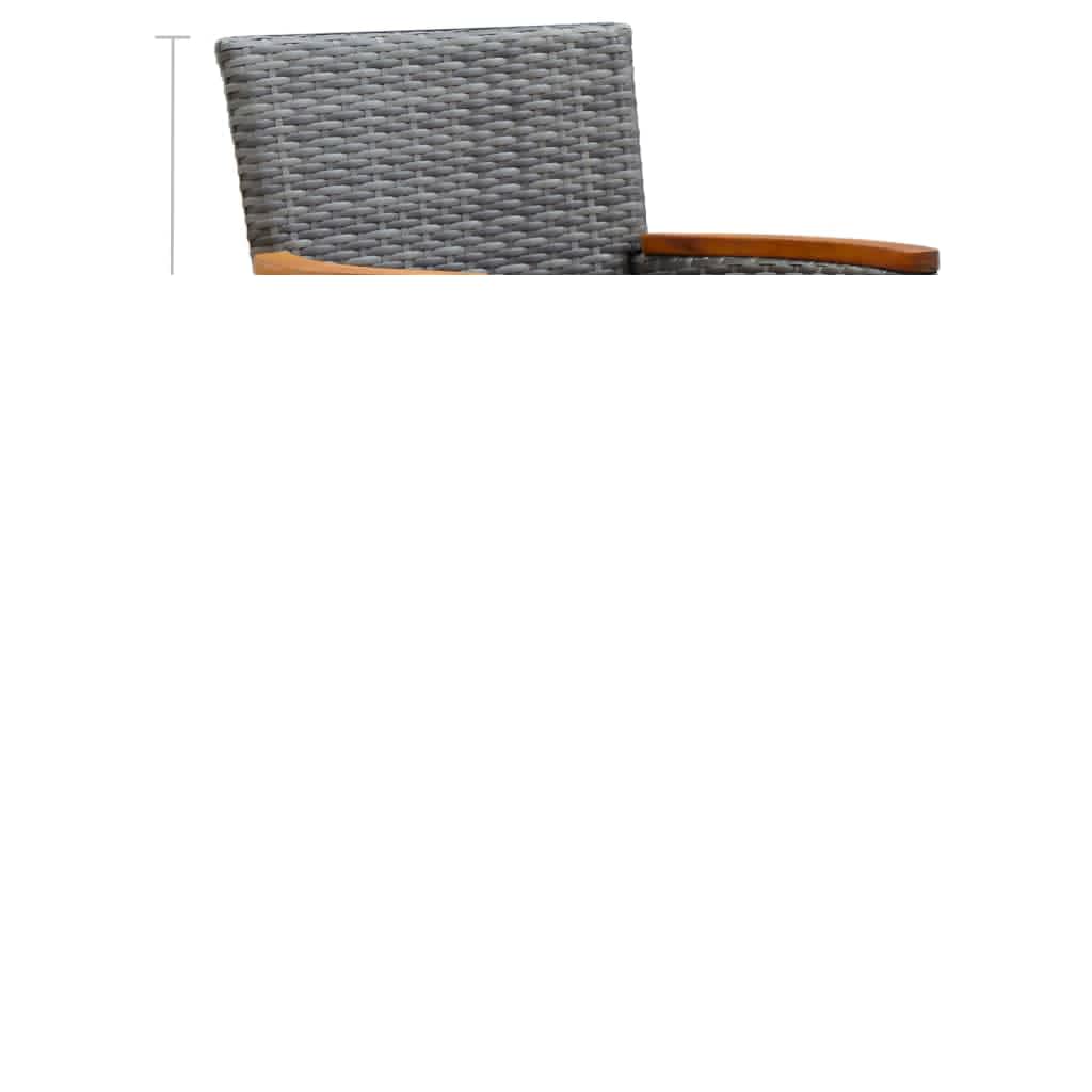 5-tlg. Garten-Essgruppe mit Kissen Poly Rattan Grau