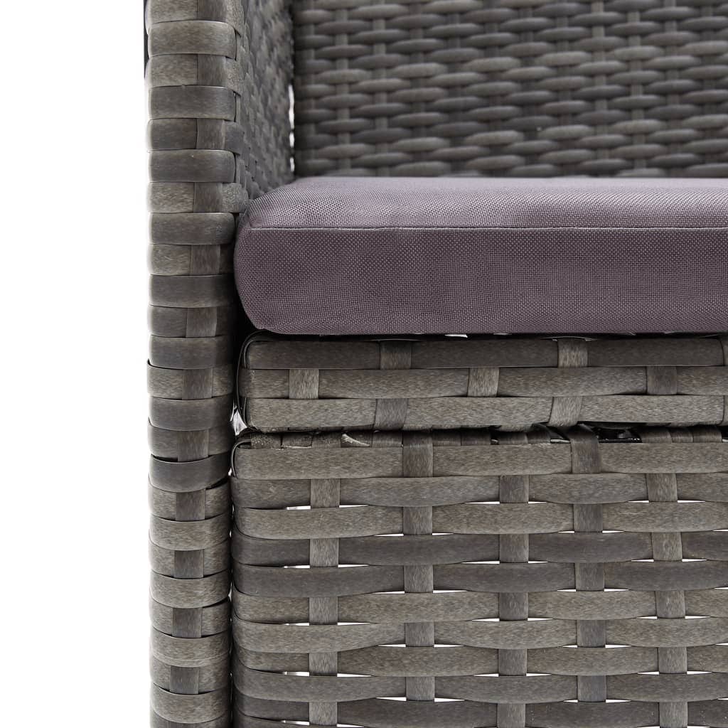 9-tlg. Garten-Essgruppe mit Kissen Poly Rattan Grau