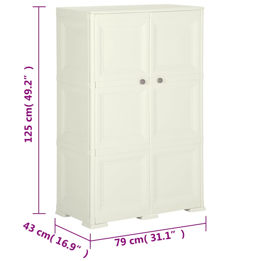 Kunststoffschrank 79x43x125 cm Holzdesign Vanilleeis