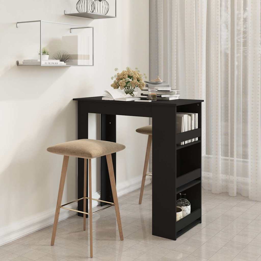 Bartisch mit Ablagefläche Schwarz 102x50x103,5 cm Holzwerkstoff