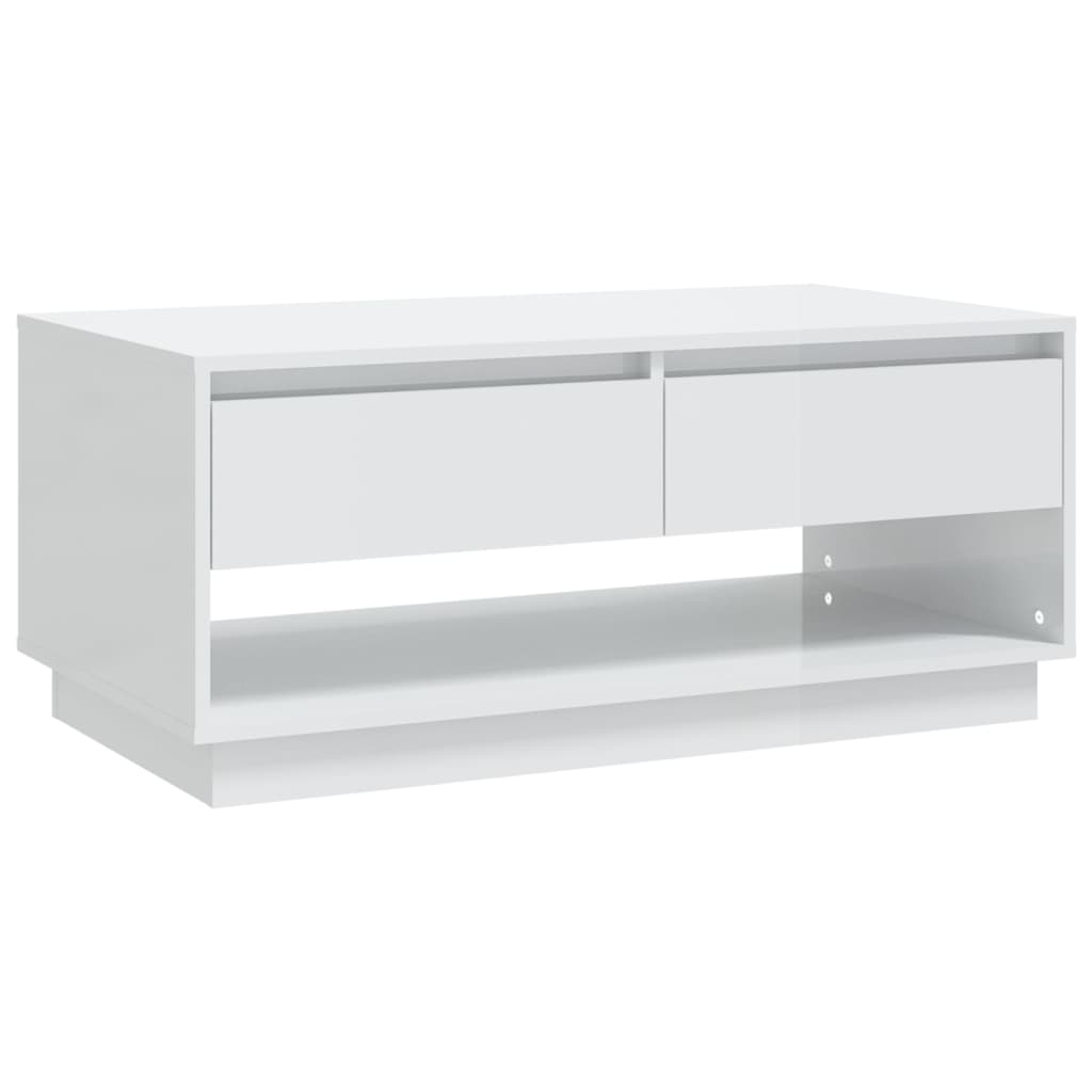 Couchtisch Hochglanz-Weiß 102,5x55x44 cm Holzwerkstoff